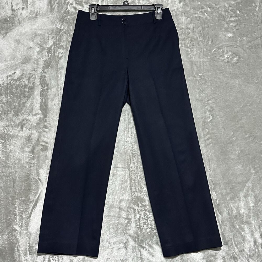 Vintage Talbots Petites Wool Wide Leg Trousers Womens 8P Blue Italian Stretch